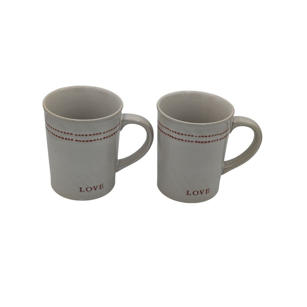 Set Of 2 Hearth & Hand Magnolia Joanna Gaines LOVE Heart 16oz Coffee Mug Cup